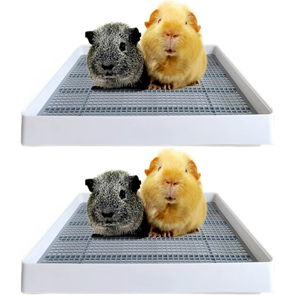 Rabbit Large Litter Box, Guinea Pig Training Pan Cage with Toilet Tray, Ideal for Rats, Ferret, Bunny Small and Medium Animals (2Pcs x Medium)