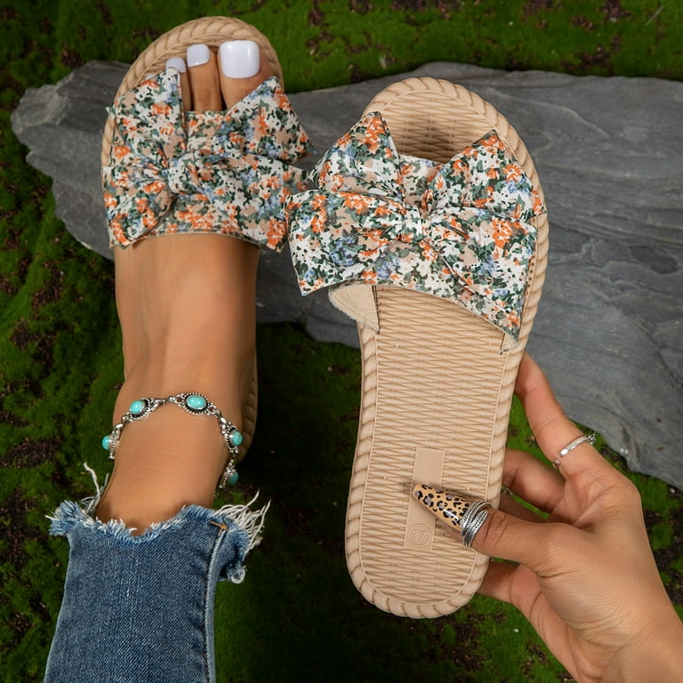 dmqupv Natural Reflections Slippers for Women Tie Open Toe Flat Slippers Sequin Slippers for Women Shoes Orange 9 Walmart