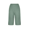 thumbnail image 7 of Feancey Bermuda Shorts for Women Cotton Linen Plus Size Shorts Loose Fit Casual Knee Length Shorts Side Slit Trendy Beach Vacation Shorts with Pockets Mint Green M, 7 of 7