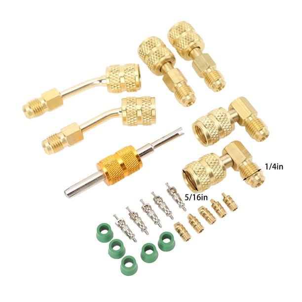 Kit Adaptador R410A, Connction Sellada Adaptador de Manguera de Refrigerante 22pcs 5/16 A 1/4 Pulgadas Con Removedor de Nús de la Válvula para Acondicionador de Aire Dividido