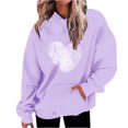 thumbnail image 1 of Penkiiy Sweat à Capuche Imprimé Col Rond pour Femmes, Manches Longues, TG Violet, 1 of 5