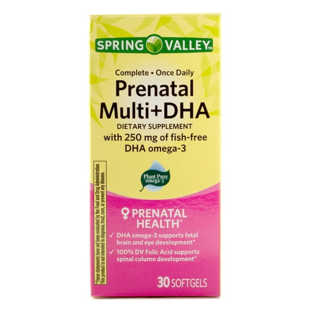 Spring Valley Prenatal Multi Plus DHA Softgels, 250 mg, 30 Ct Walmart