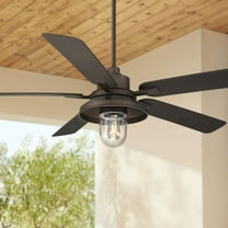 Casa Vieja 60" Ridgeline Barn Indoor Outdoor Ceiling Fan 5 Blade LED Light Remote Control Bronze Finish Brown Blades Bedroom Patio