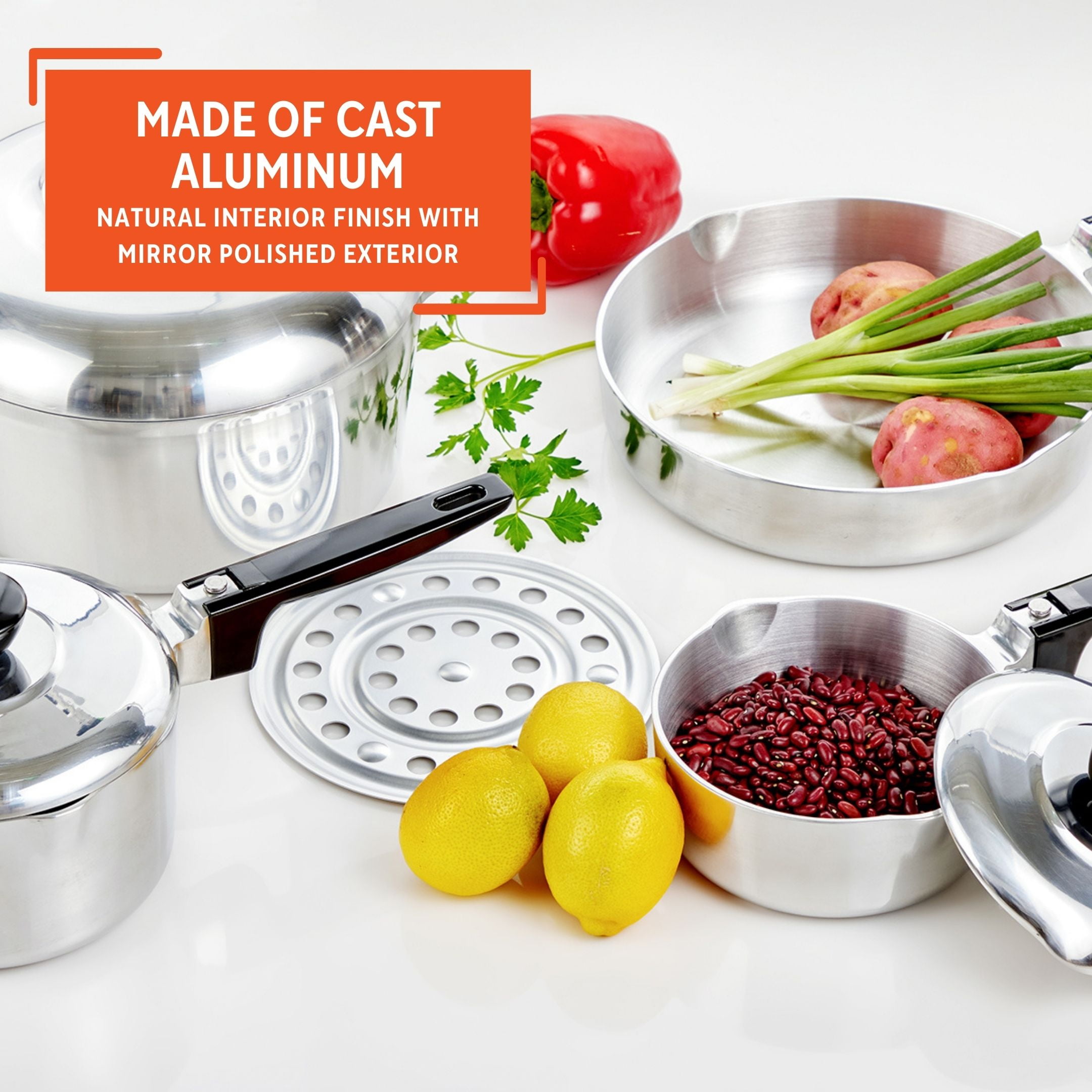  IMUSA USA Heavy Duty 13-Piece Cast Aluminum Cajun Cookware Set,  Silver: Home & Kitchen