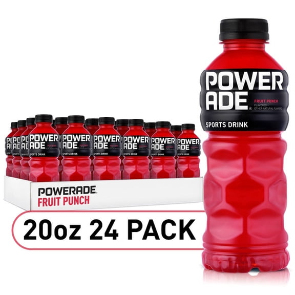 POWERADE Fruit Punch Sports Drink Bottles, 20 fl oz, 24 Pack Electrolyte Hydration Beverage