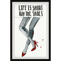 Marmont Hill Buy The Red Shoes Framed Wall Art, 8.00" x 1.50"