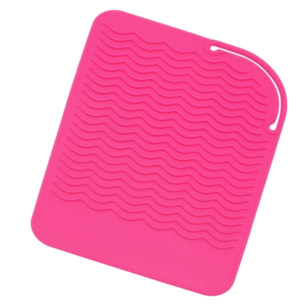Seitruly Bolsa de alfombrilla resistente al calor de silicona para rizador de pelo, alisador de pelo multifunción, alfombrilla de silicona para plancha Cuidado del cabello rosado Seitruly CE000433-03