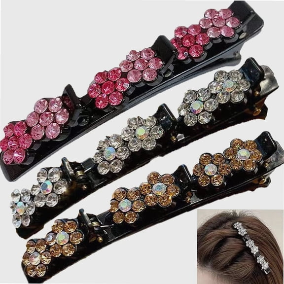 Double Layer Band Twist Plait Headband Hairpin 3PCS Alligator Hair Claw Clips Magic Bangs Hairstyle Hairpin Hair Twister Tools Nonslip Hair Braid Accessories for Women, Girls (A)