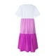thumbnail image 5 of Abomasnow - Vestido corto informal de talla grande para mujer, de verano, holgado, a la moda, con cuello en V, rayas, lunares, manga corta, volantes, dobladillo escalonado, de lino, para playa y sol,, 5 of 5