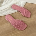 thumbnail image 3 of Mepaouo Strappy Flat Sandals for Women Square Open Toe Slides Slippers Summer Beach Shoes Flip Flops, 3 of 6