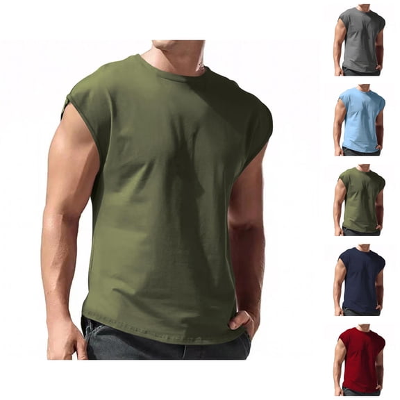 Workout Tank Tops Men Lightweight Breathable Relaxed Fit Crewneck Sleeveless Shirt Athletic Running Gym Tanks