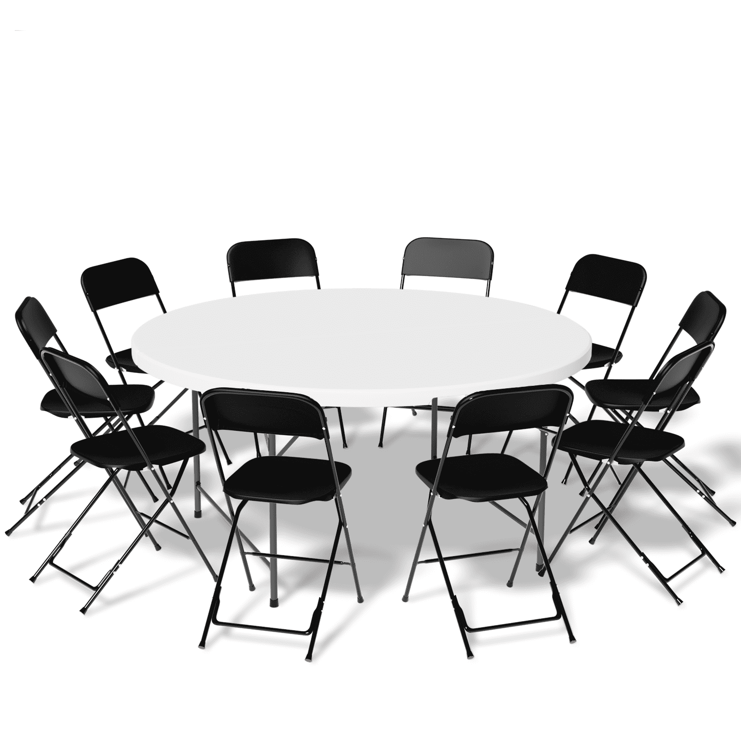 MoNiBloom 11 Pieces 4.5 Ft White Foldable Indoor Outdoor Card Table and