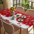 thumbnail image 3 of Red Snowman Christmas Table Cloths for 4 Foot Rectangle Tables, Xmas Balls Snowflake Patio Waterproof Elastic Fitted Tablecloths, Washable Rectangular Table Cover for Camping, 3 of 8
