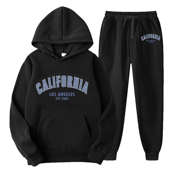 CONROSES Mens Tracksuits 2 Peice Set Casual Sweat Suit for Men Letter Graphic Y2K Long Sleeve Hoodies Pants Comfy Fall Winter Jogging Track Suits