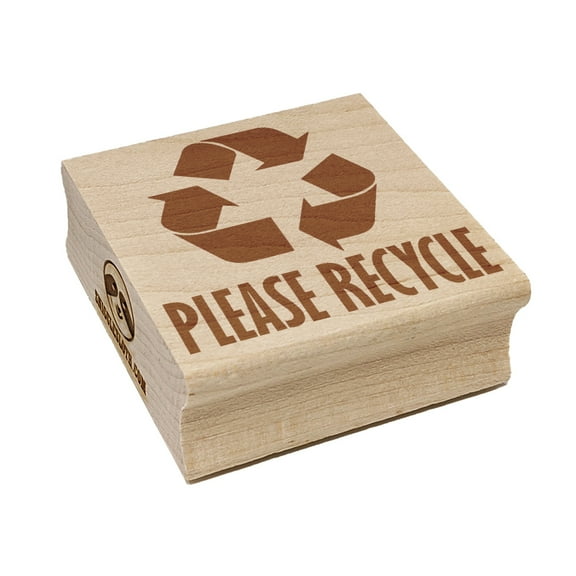 Please Recycle with Symbol Square Rubber Stamp Stamping Scrapbooking Crafting - Small 1.25in