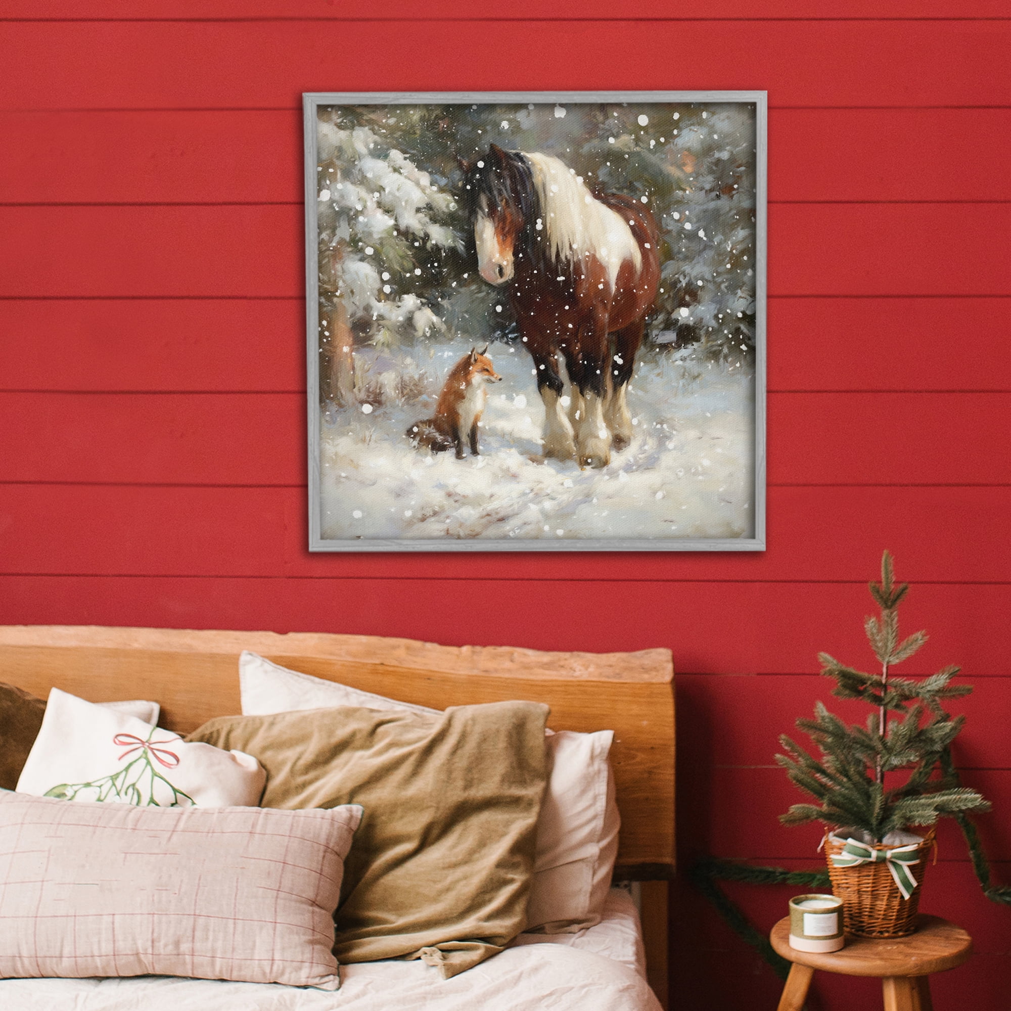 Stupell Industries The Horse & The Fox Gray Framed Giclee Art, design by Tina LeCour