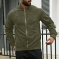 thumbnail image 2 of BiZtdJrK Men's Zip Up Sweatshirt Jacket Long Sleeve Lightweight Running Athletic Track Jackets Solid Casual Fall Outerwear with Pockets Army Green S, 2 of 8