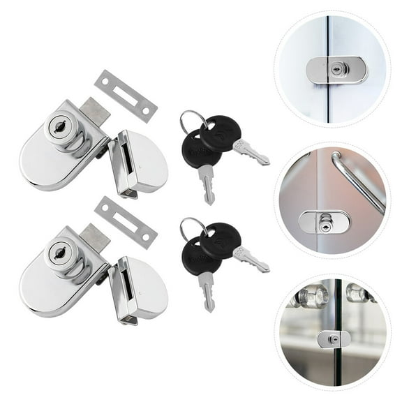ROSENICE 2 Sets Practical Glass Cabinet Lock Simple Glass Display Showcase Locks