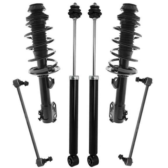 Detroit Axle - 6pc Struts Shocks Kit for 2008 2009 2010 Scion xD, 2 Complete Front Struts with Coil Springs 2 Rear Shock Absorbers 2 Front Sway Bar End Links Replacement Suspension Kit