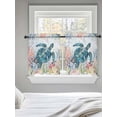 thumbnail image 5 of Coastal Turtle Tier Curtains 36 Inch Length,Sheer Curtains for Bedroom Living Room Window Nautical Ocean Coral Jellyfish Seashells Small Half Window Kitchen Curtains & Drapes 27.5"x36" 2 Panels, 5 of 6