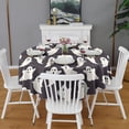 thumbnail image 2 of Cute Halloween Ghosts Pattern Round Tablecloth 60"x60",Wrinkle Wipeable Table Cloth for Kitchen Dining Room Picnic Patio Party, 2 of 6
