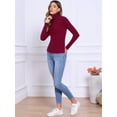 thumbnail image 4 of DARING DIVA Women's Mock Turtleneck Long Sleeve Fitted Pullover Sweater M Wine Red, 4 of 6