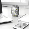thumbnail image 3 of 12oz Stemless Wine Tumblers White Daisy Flower Yellow Centers Pattern Vacuum Insulated Stainless Steel Travel Tumbler Cups Mug with Lid and Straw for Champaign,Cocktail,Beer with Cleaning Brush, 3 of 5