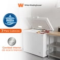 thumbnail image 1 of White Westinghouse  Congelador 7 pies 200 L   WWCCF071200LHWSD Ruedas  Condensador interno  Control dual de temperatura  Canastilla interior  Cerradura con llave, 1 of 10