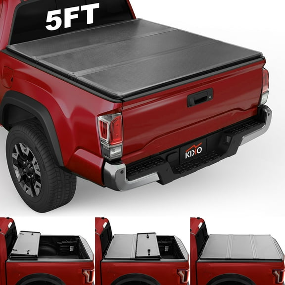 Kikito Professional FRP Hard Tri-Fold Truck Bed Tonneau Cover for 2016-2025 Tacoma 5ft (59.8-60.5in) Bed for Models with The Deckrail System