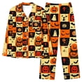 thumbnail image 2 of Feancey Soft Pajama Set for Women Halloween 2 Piece Lounge Sets Novelty Printed Long Sleeve Shirts and Pants Macthing Set Button Down Sleepwear Outfits Birthdal Gifts Multicolor XXL, 2 of 7