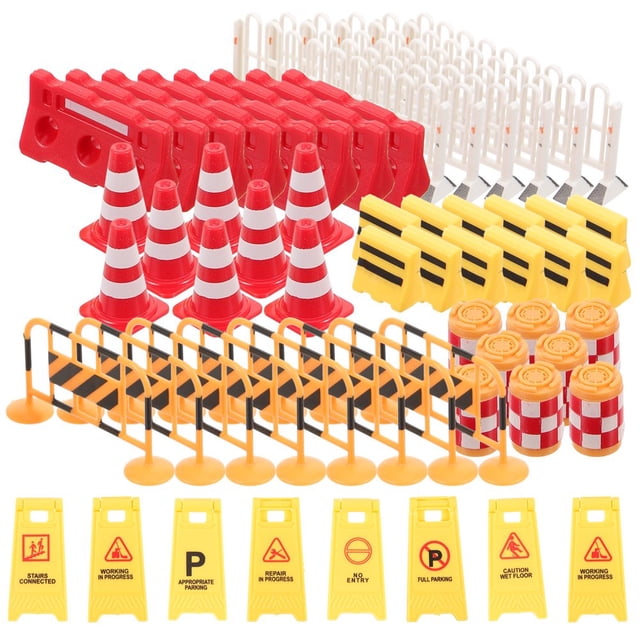 HLONK 62 Pcs Panneaux de Signalisation de Construction Scène de Circulation Urbaine Panneaux de Signalisation Miniatures