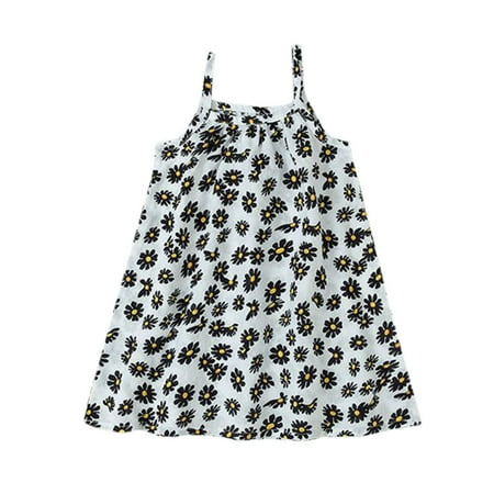

Toddler Girls Casual Dresses Summer Strap Print Beach Princess Clothes 6Y