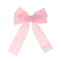 Unique Bargains 1 Pc Solid Bow Ribbon Duckbill Hair Clips for Home Light Pink