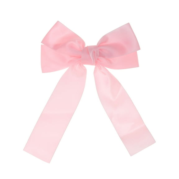 Unique Bargains 1 Pc Solid Bow Ribbon Duckbill Hair Clips for Home Light Pink