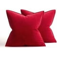 thumbnail image 6 of Pack of 2 Christmas Decorative Velvet Throw Pillow Covers Soft Pillowcase Cozy Soft Square Eruo Sham Cushion Covers Cases for Winter Sofa Couch Bedroom Home Decor 26x26 Inch Red, 6 of 8