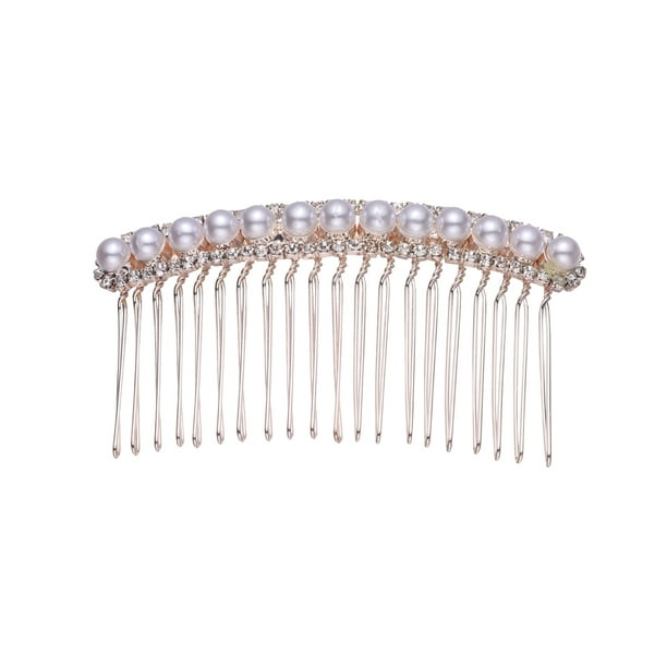 1 peine de perlas con incrustaciones de diamantes de imitación, peine de inserción de aleación, accesorio para el cabello de novia, decoración para el cabello.