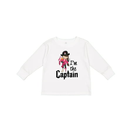 

Inktastic I m the Captain- Pirate Girl Gift Toddler Toddler Girl Long Sleeve T-Shirt