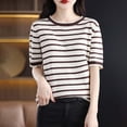 thumbnail image 2 of BUIGTTKLOP Cotton Sweaters for Women Short Sleeve Knit Tops Hollow out Crewneck Pullover Top, 2 of 6