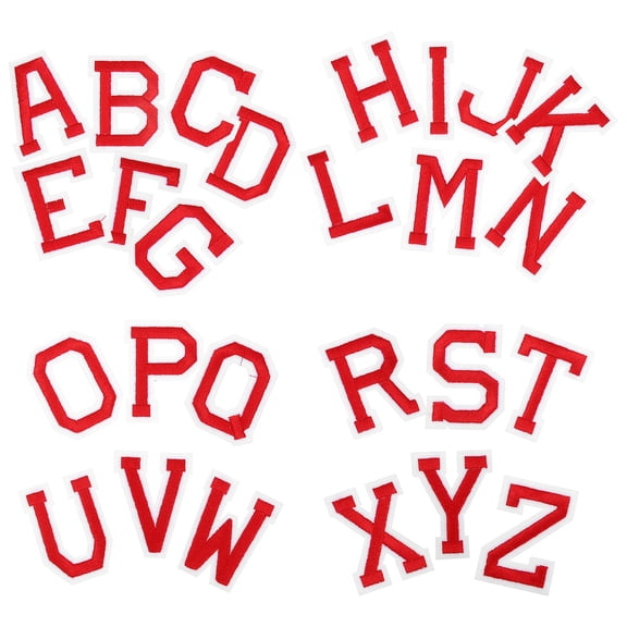 CTIRCHIU 26-Piece Red Rectangular Iron-On Letter Patches for Clothing, Hats, Embroidery and Craft Projects