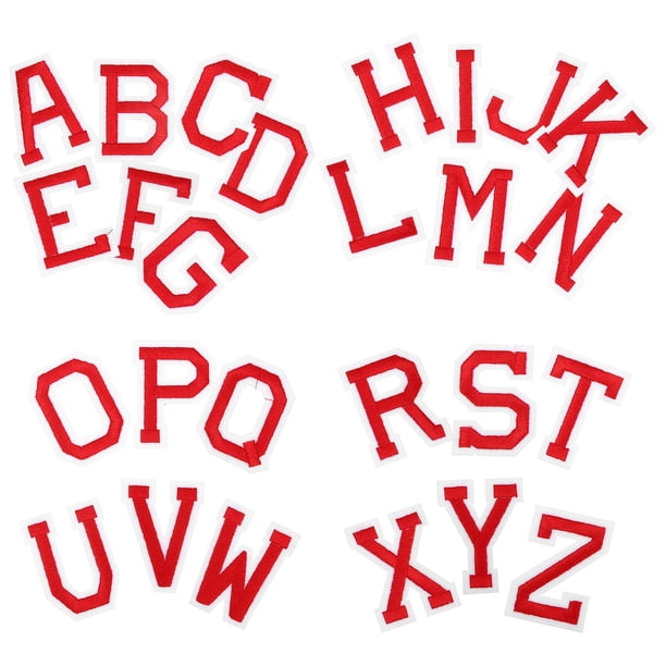 HAMPPLIES 26Ud Parches De Letras Bordadas Para Ropa Con Aplicación Termoadhesiva Roja
