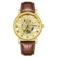 thumbnail image 1 of Kcodviy Men Business Gents Quartz 24 Hour Watch Men Bottom Hollow Countdown Watch Imitation Mechanical Watch Men World Time Watch Belt Watch, 1 of 5