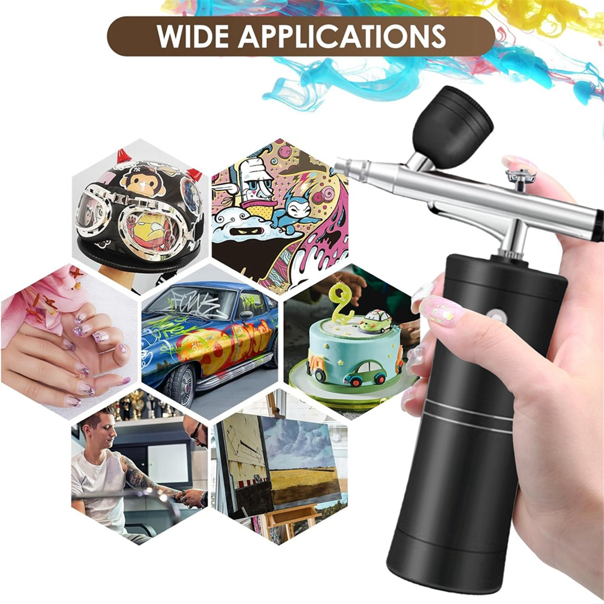 Airbrush Kit Cordless Mini Airbrush with Compressor Set with 0.3mm Nozzle Portable Makeup Oxygen Machine B