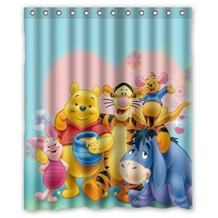 Cute Curtain Ganma Cute Winnie The Pooh Shower Curtain Polyester Fabric Bathroom Shower Curtain 60x72 inches ()
