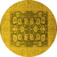 thumbnail image 1 of Ahgly Company Indoor Round Oriental Yellow Traditional Area Rugs, 5' Round, 1 of 4