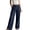 Navy, variant on Women's Patch Pocket Wide Leg Pants, Button Zip Waist, Front Patch Pockets, Relaxed Fit
