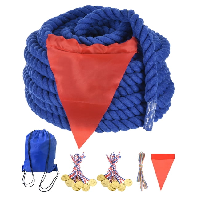 Cuerda de tira y afloja de 60 pies de Uxcell para adultos y adolescentes, juegos de campo, fiesta, carnaval, juego familiar, azul