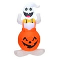 thumbnail image 1 of 4 FT Halloween Inflatable Decoration Outdoor Blow Up With Hat & Pumpkin Pre Lit Holiday Decor With In LED Lights Powerful Blower & Sandbag For, 1 of 8