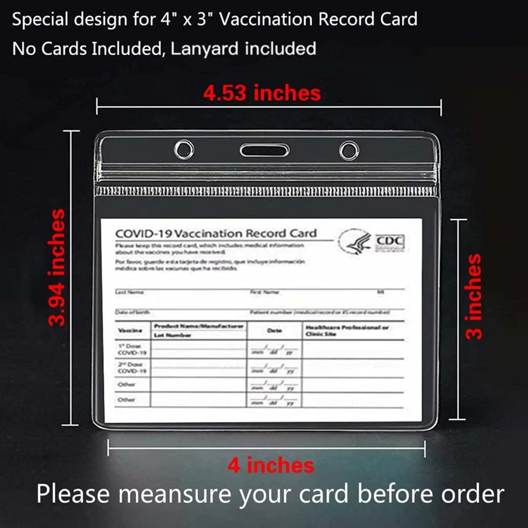 Clear Vinyl Plastic Sleeve with Waterproof Type Resealable Zip 10 PCS ID Card Protector and Hanging Ring MYKASEN 4 X 3 Inches Immunization Record ID Cards Holder 