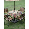 thumbnail image 3 of Outdoor Tablecloth with Umbrella Hole and Zipper, Watercolor Flowers Square Table Cloth 60x60 Inch Waterproof Tablecloth, Spring Hummingbird Butterflly Floral Beige Picnic Table Cover for Patio, 3 of 7