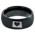 thumbnail image 2 of Tungsten North Dakota The Peace Garden State Heart Band Ring 8mm Men Women Comfort Fit Black Dome Brushed Polished, 2 of 4